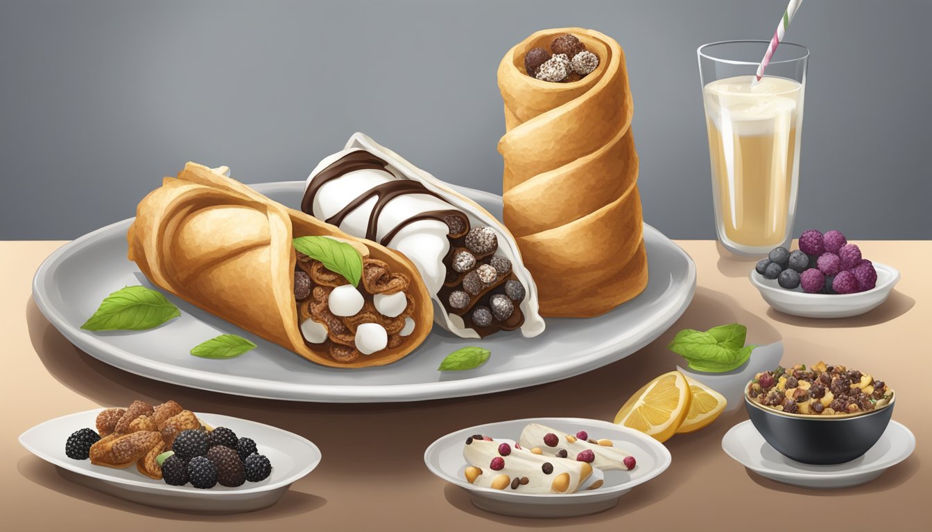 A table adorned with a variety of vegan cannoli, arranged in an elegant and appetizing display