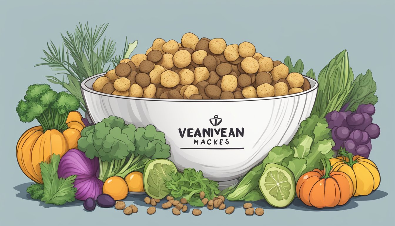 A bowl of Mediterranean Snacks Lentil Crackers surrounded by fresh vegetables and a label indicating "Vegan"