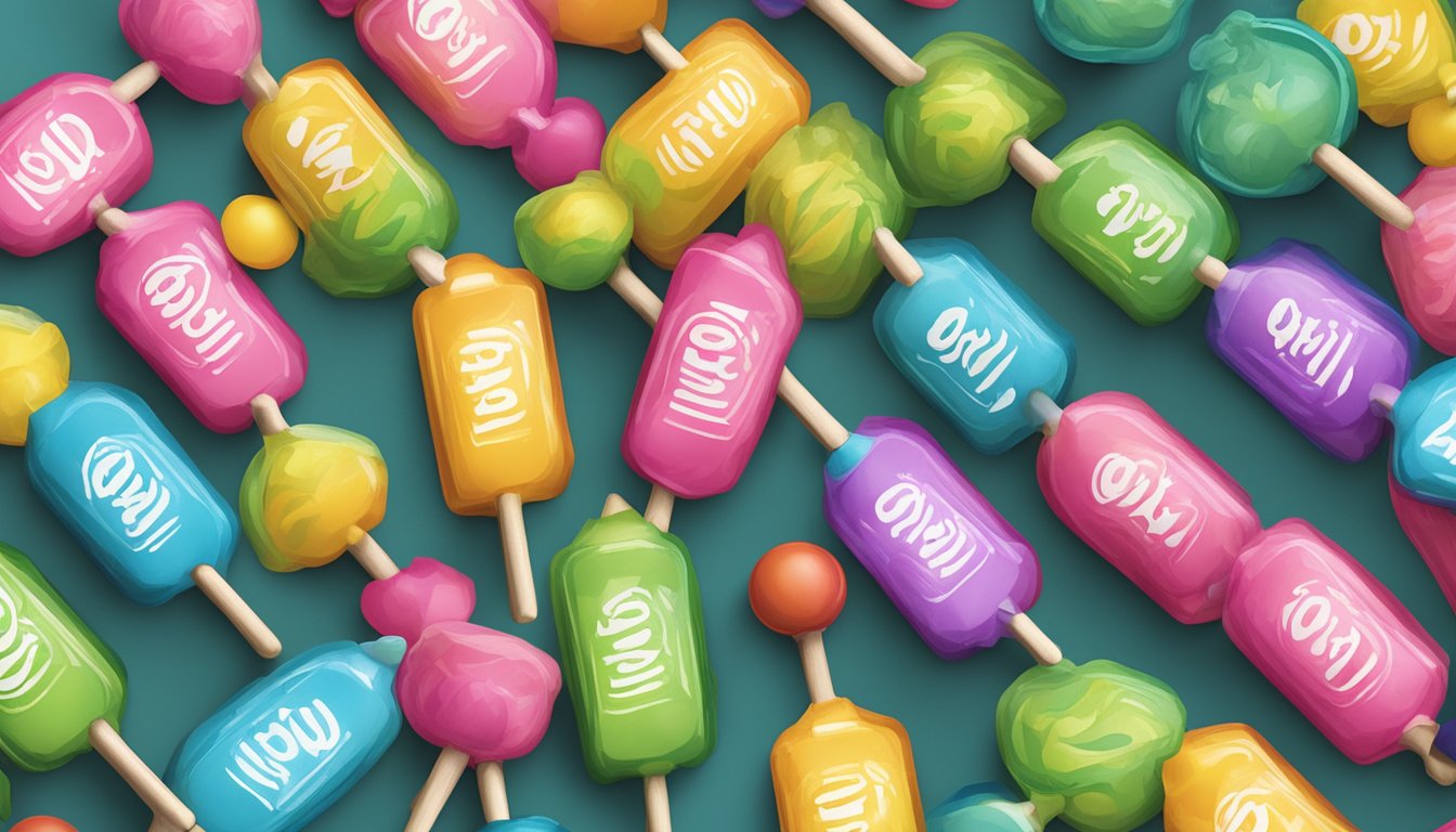 A colorful assortment of Whistle Pops displayed next to a prominent "Vegan" label