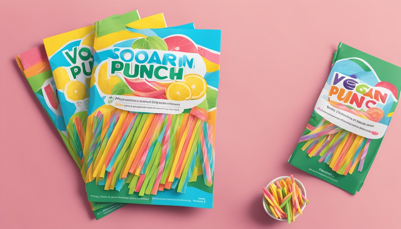 A colorful pile of sour punch straws next to a veganism pamphlet