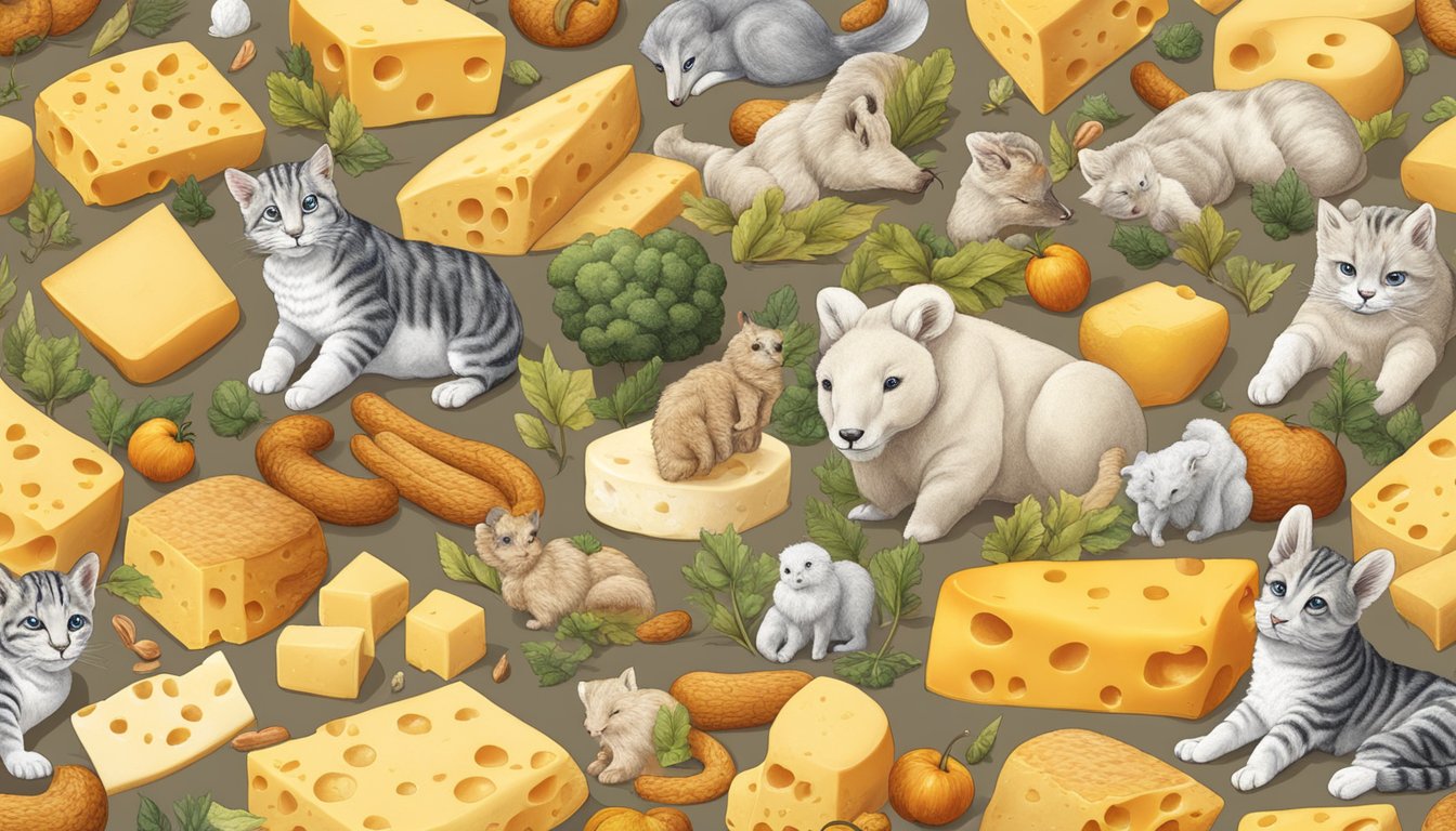 A pile of cheese curls surrounded by images of animals and nature