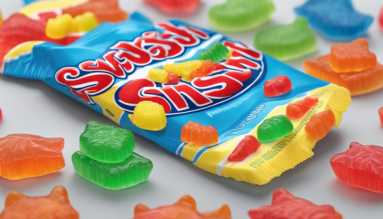 A pile of Swedish Fish gummy candies sits next to other gummy candies. The Swedish Fish are highlighted to show the comparison