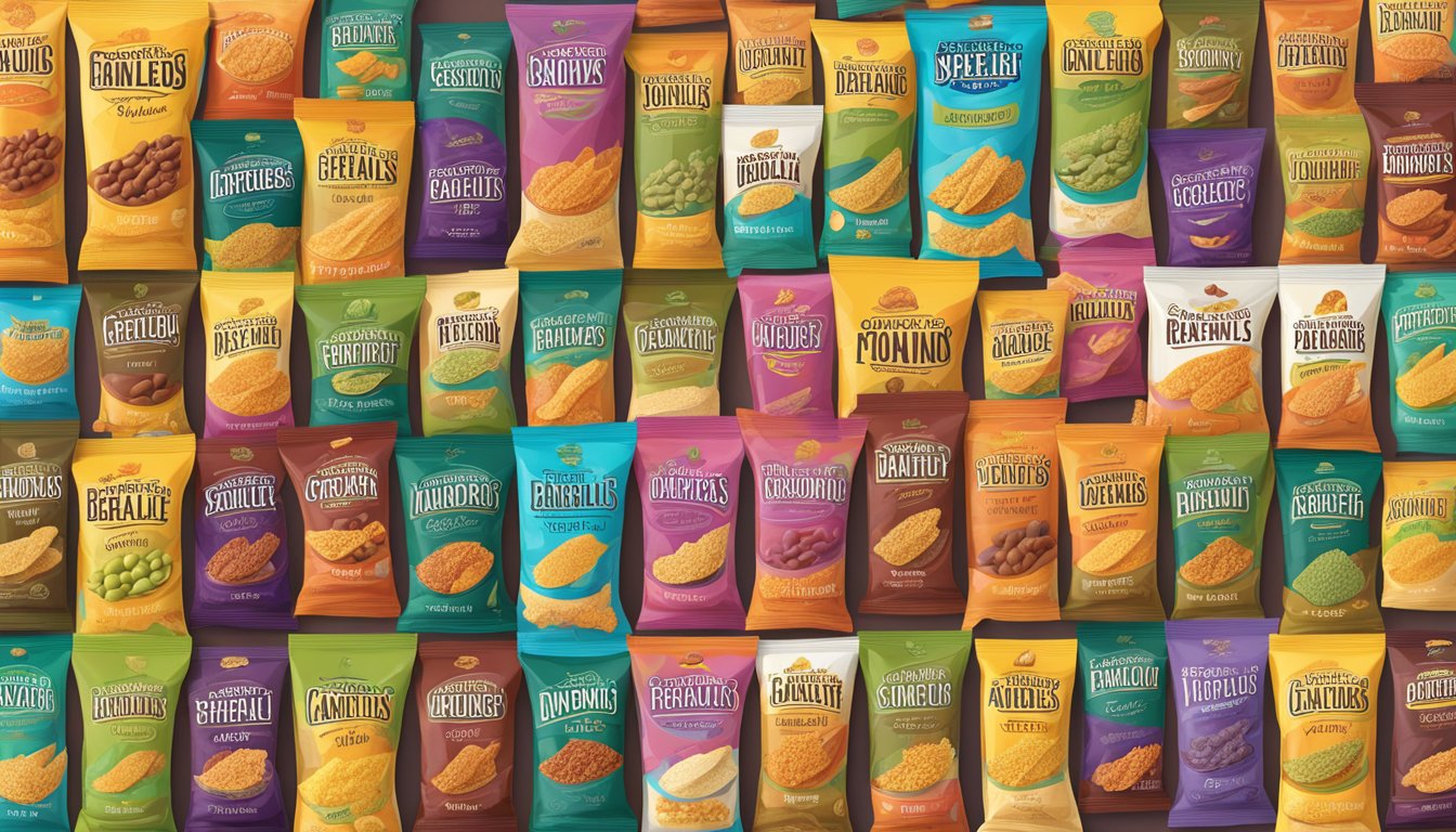 A colorful array of beanfields bean chips fill the table, showcasing their variety of vegan flavors