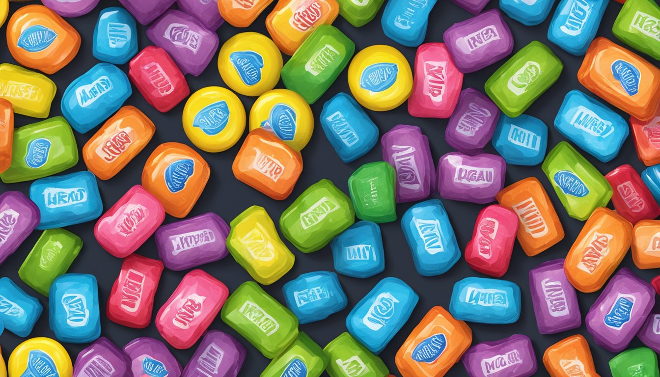 A colorful assortment of Jolly Rancher candies arranged in a neat row, with the Hershey Company logo in the background