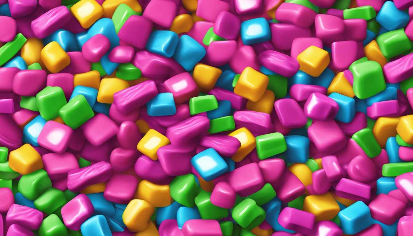 A colorful pile of Nerds candy spills out of a bright, open box