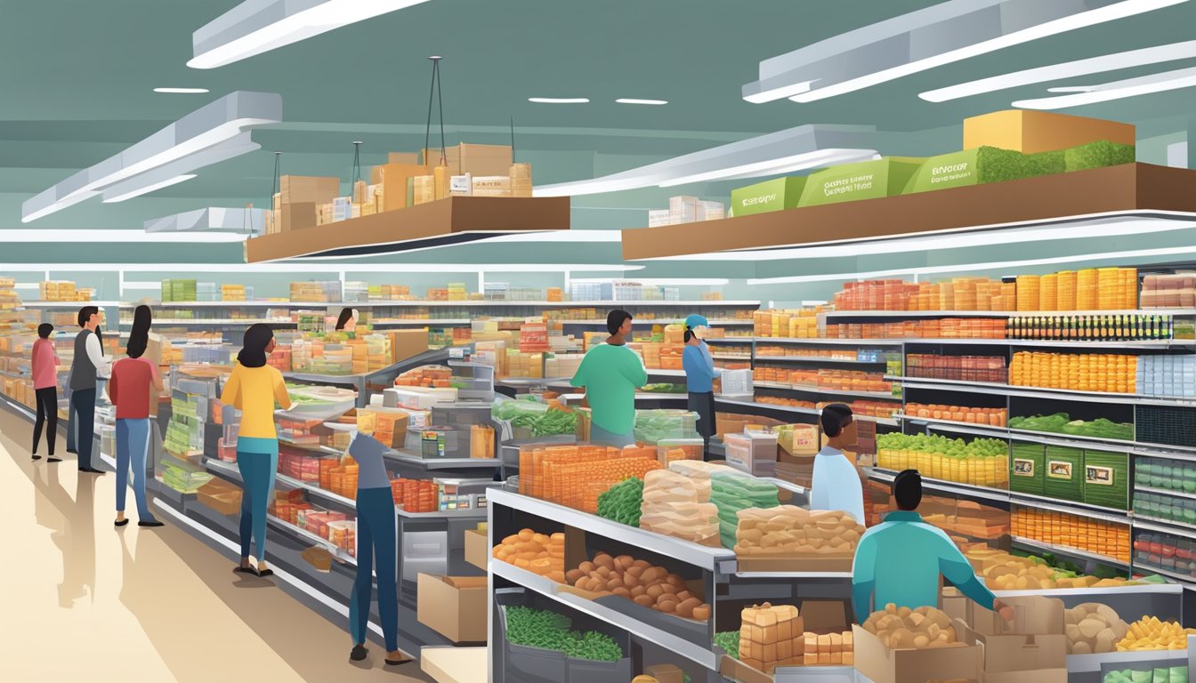 A bustling Giant Food store with crowded aisles, stocked shelves, and checkout lines, showcasing its popularity and strong financial performance