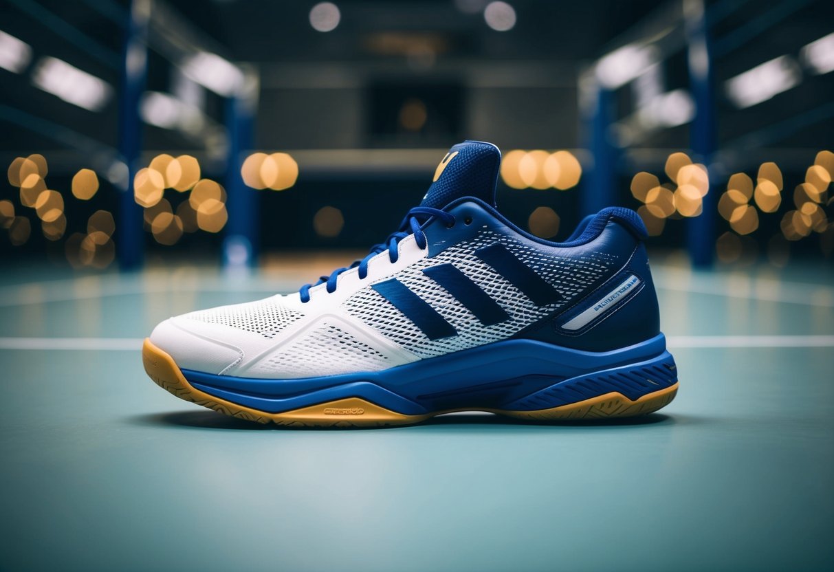 A volleyball shoe surrounded by high-quality materials, advanced cushioning, durable outsole, and specialized support features, reflecting its high cost