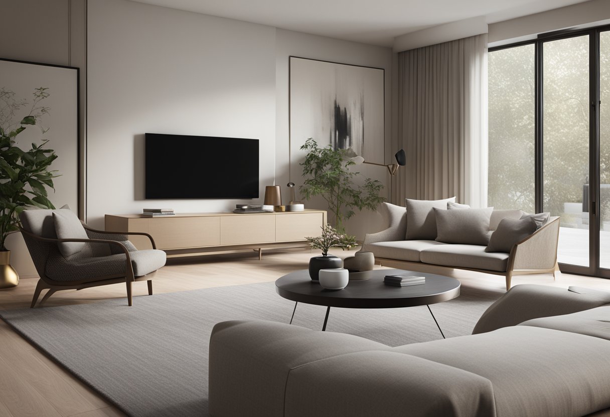 A sleek, uncluttered living room with clean lines, neutral colors, and minimal furniture What Is A Modern Minimalist