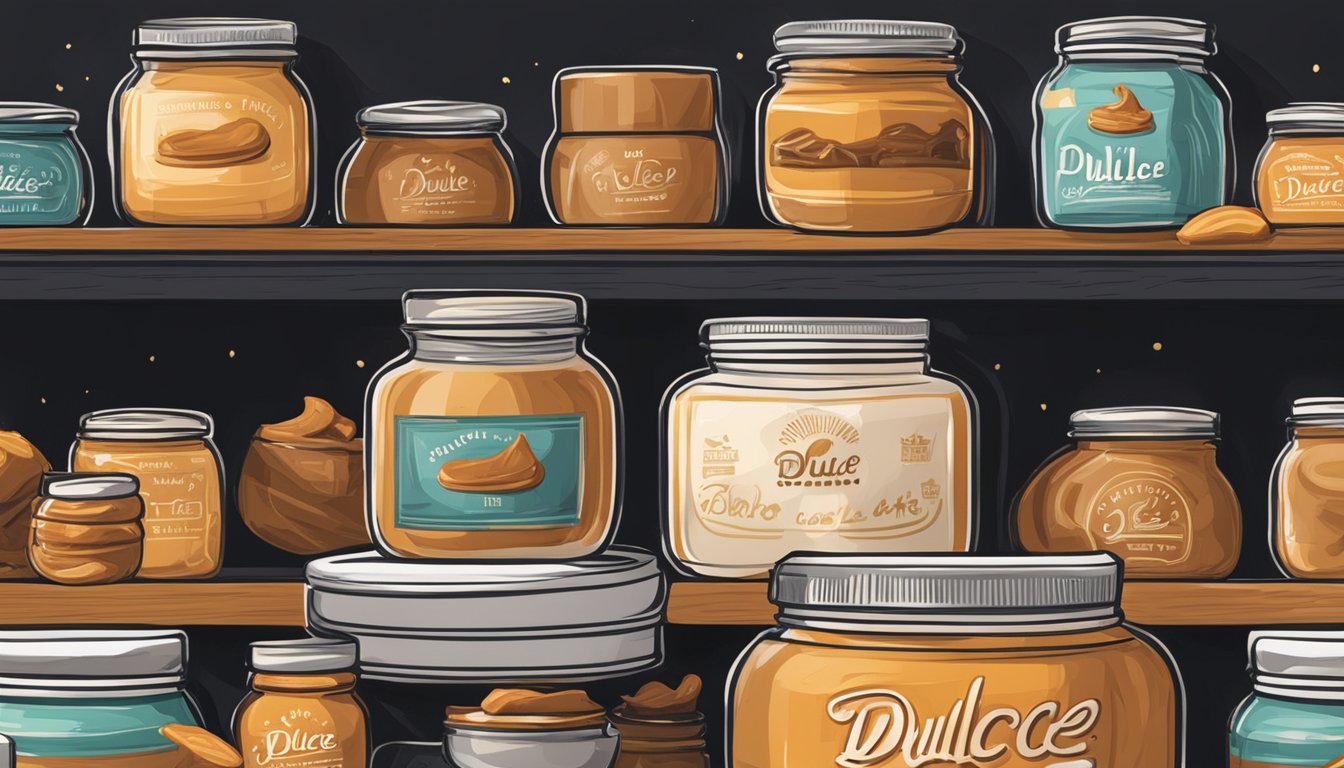 A jar of dulce de leche stored in a cool, dark pantry with a tight-fitting lid