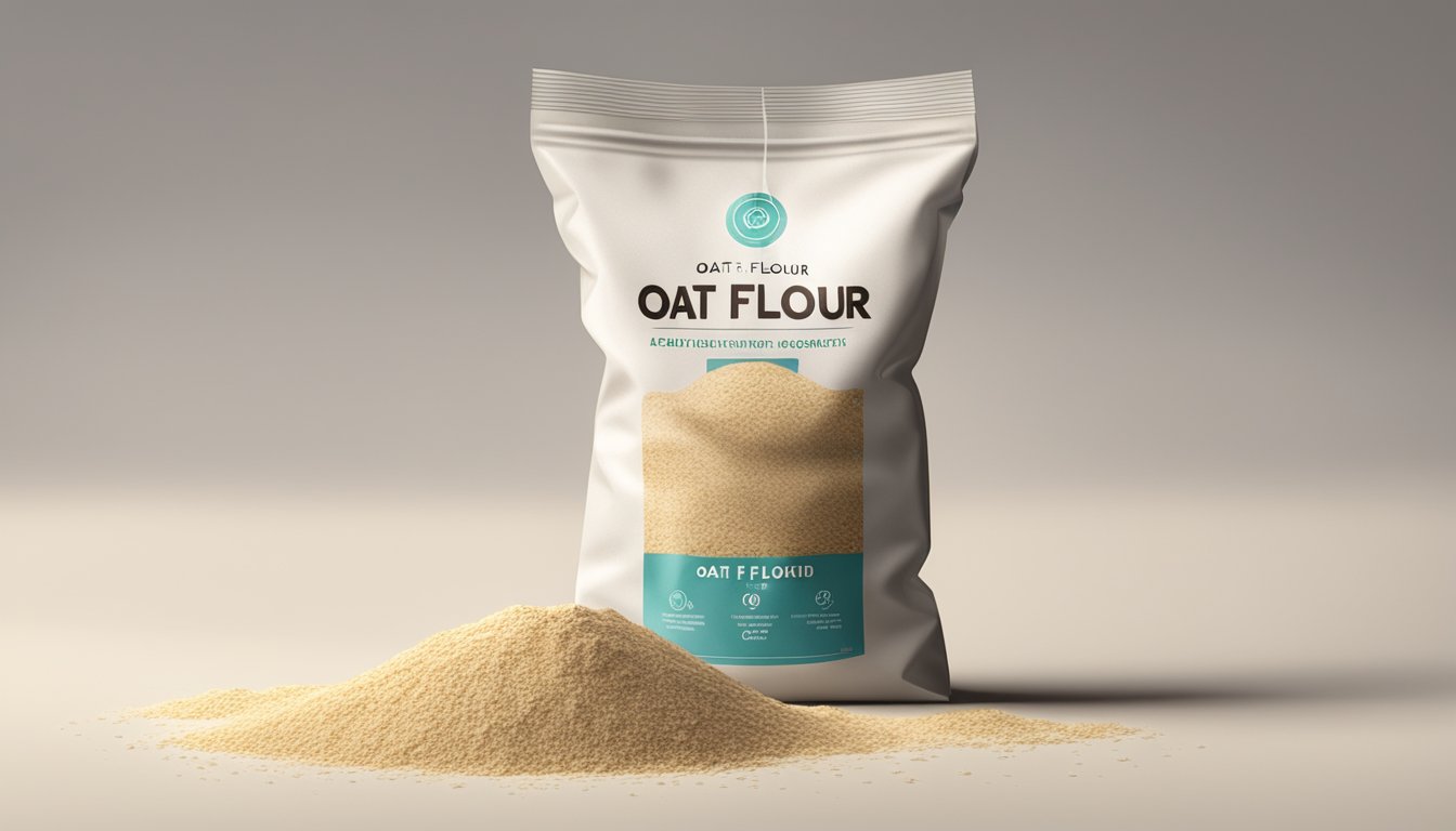 An open bag of expired oat flour with visible mold growth