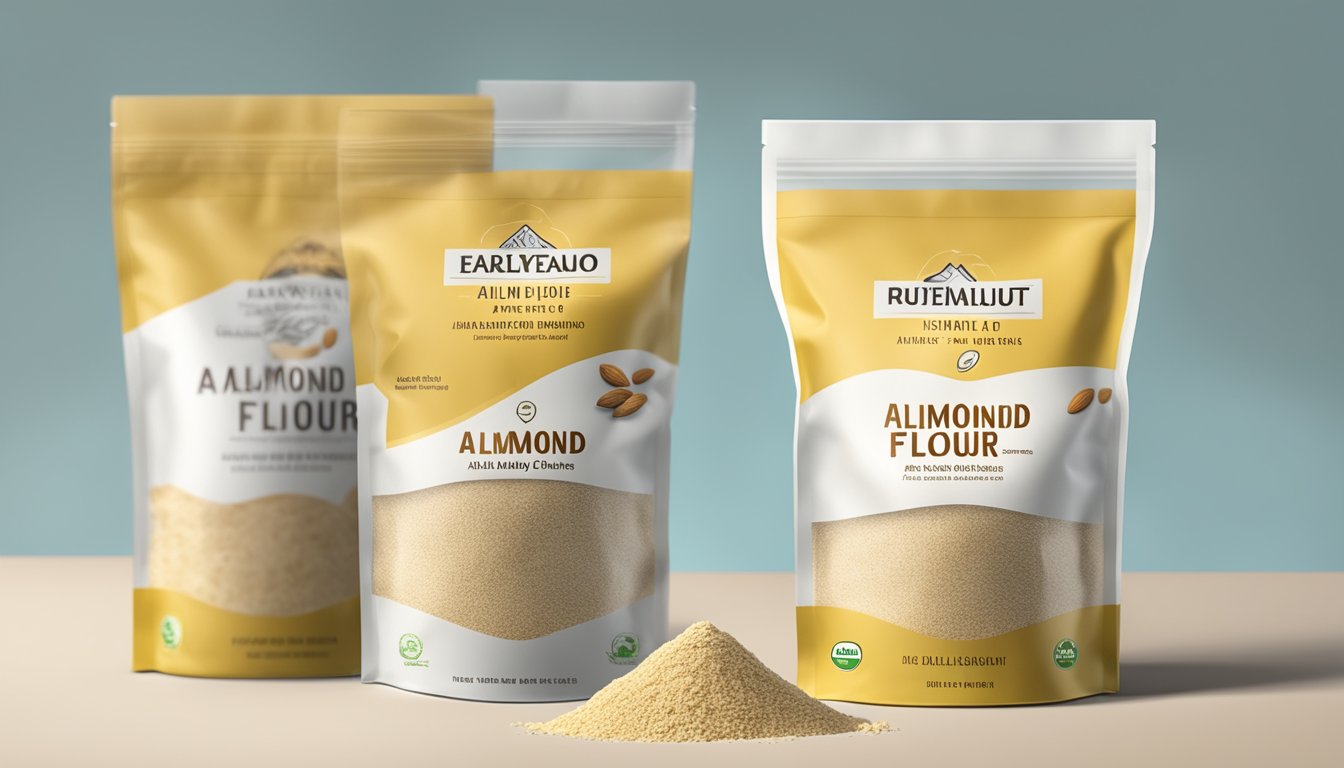 A clear bag of almond flour with visible signs of mold and discoloration