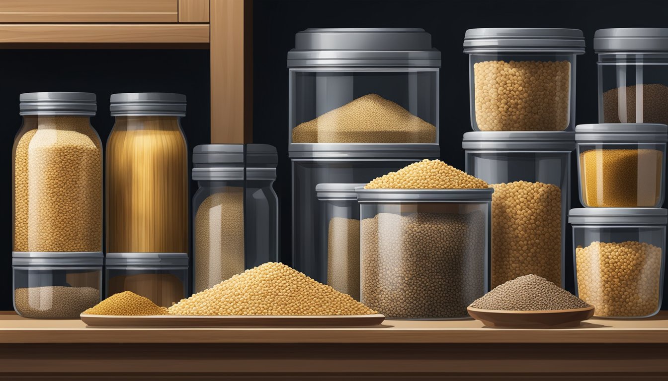 Sesame seeds stored in airtight container in a cool, dark pantry