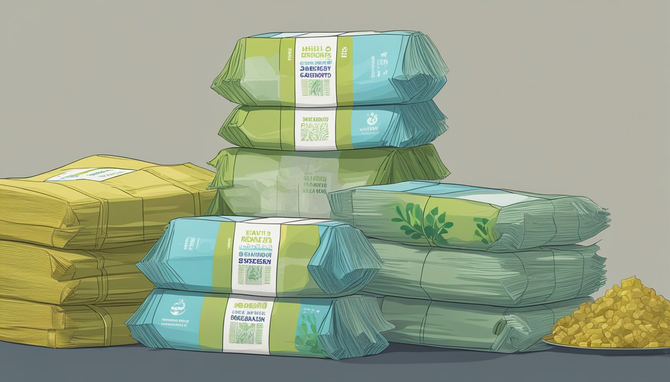 A stack of expired kombu seaweed packets next to a "Health and Safety Considerations" sign