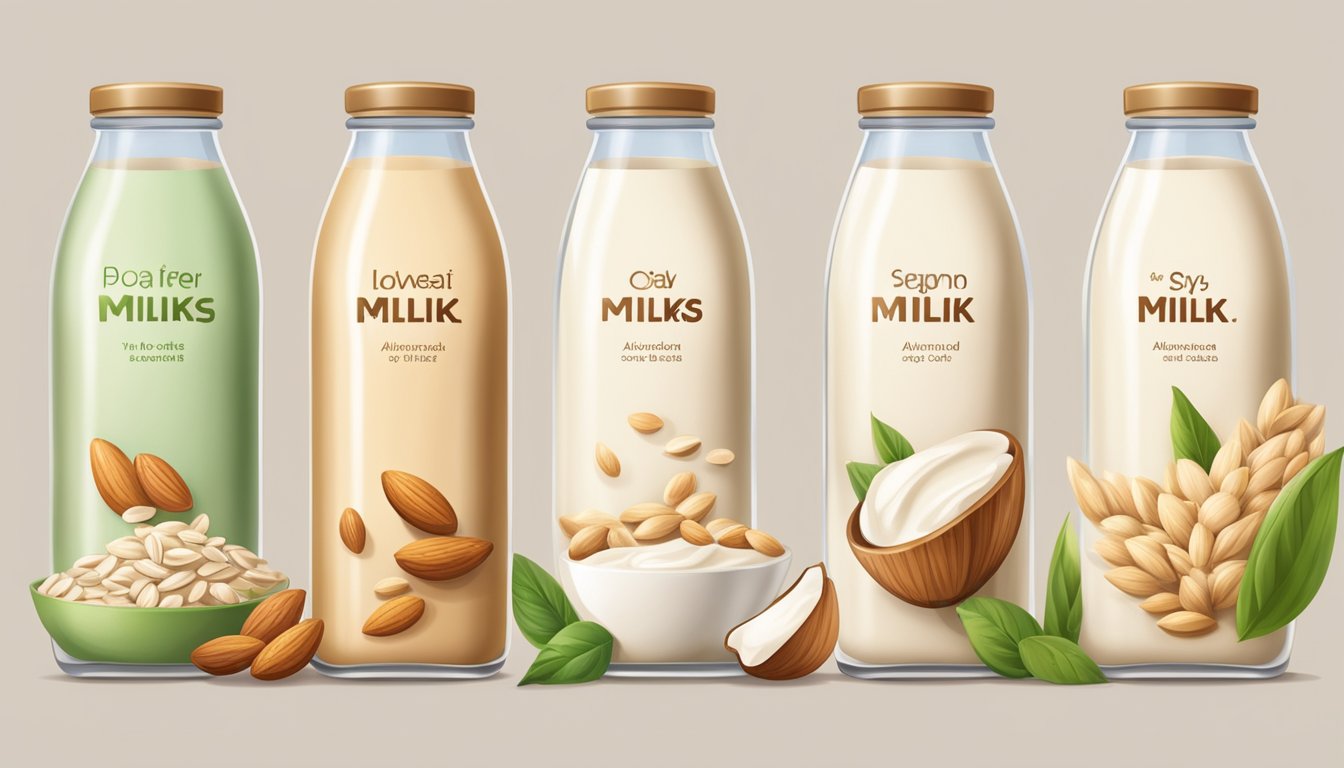 A variety of plant-based milks, such as almond, oat, and soy, are being used in different cooking recipes