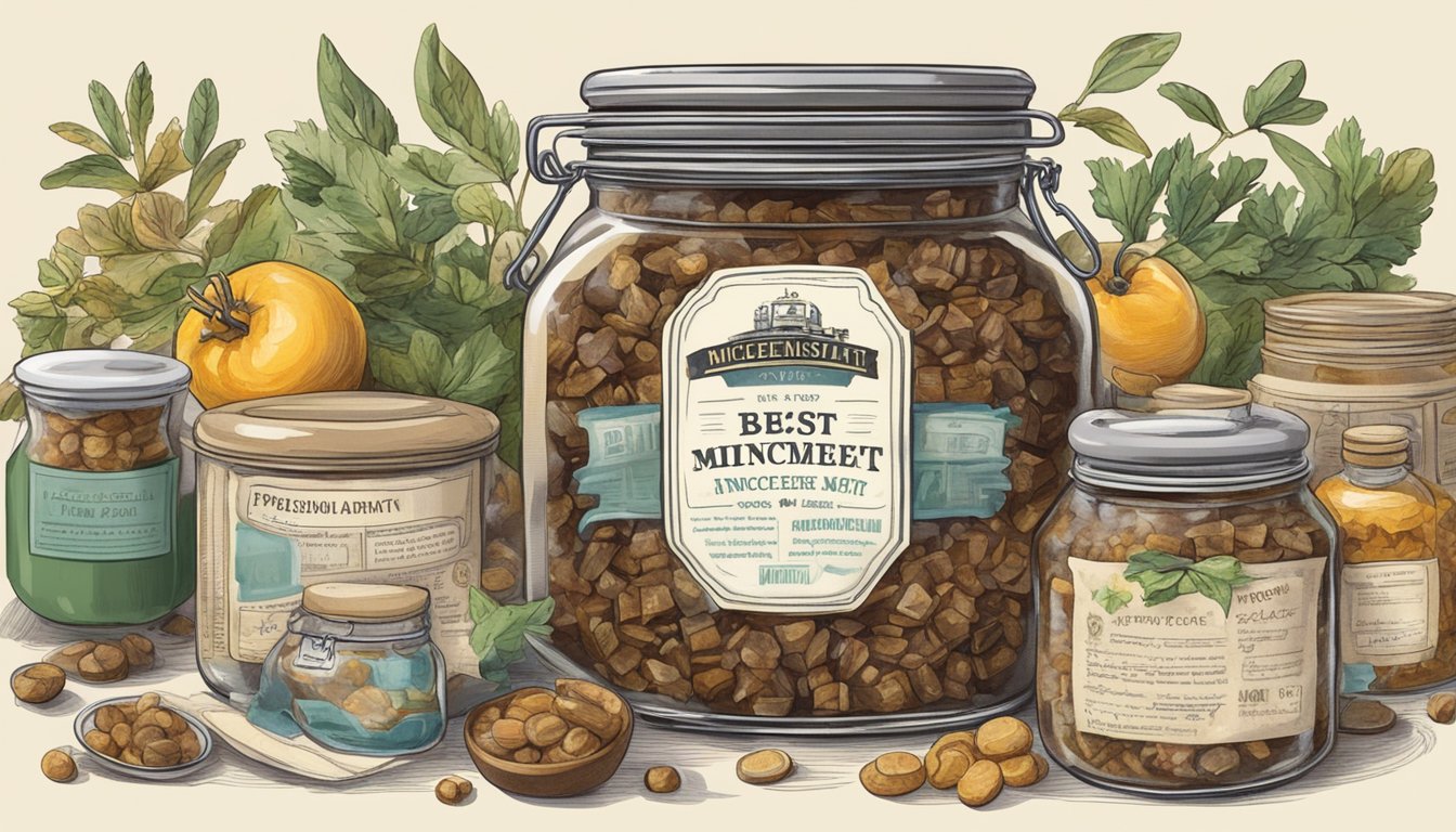 A jar of mincemeat with a "best by" date past, surrounded by spoiled ingredients and a puzzled cook