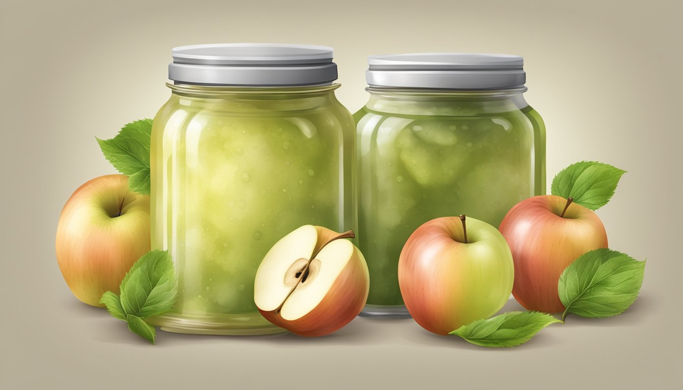 A jar of applesauce with mold and a foul odor