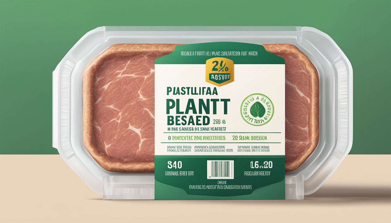 A package of plant-based meat with a clear expiration date label