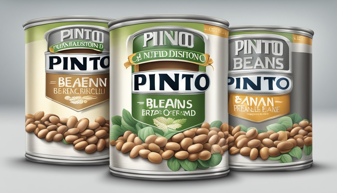 A can of pinto beans with visible signs of mold and discoloration