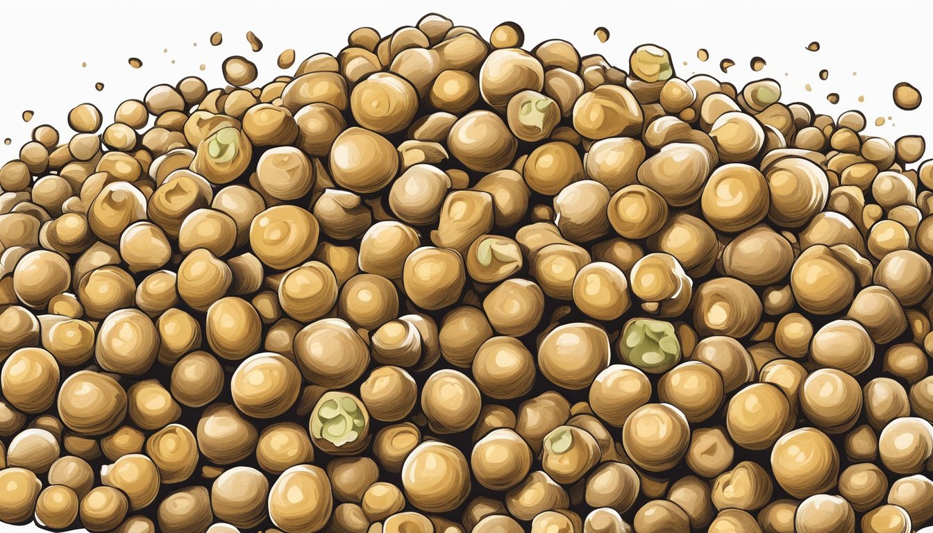 A pile of rotting chickpeas with mold and a foul odor