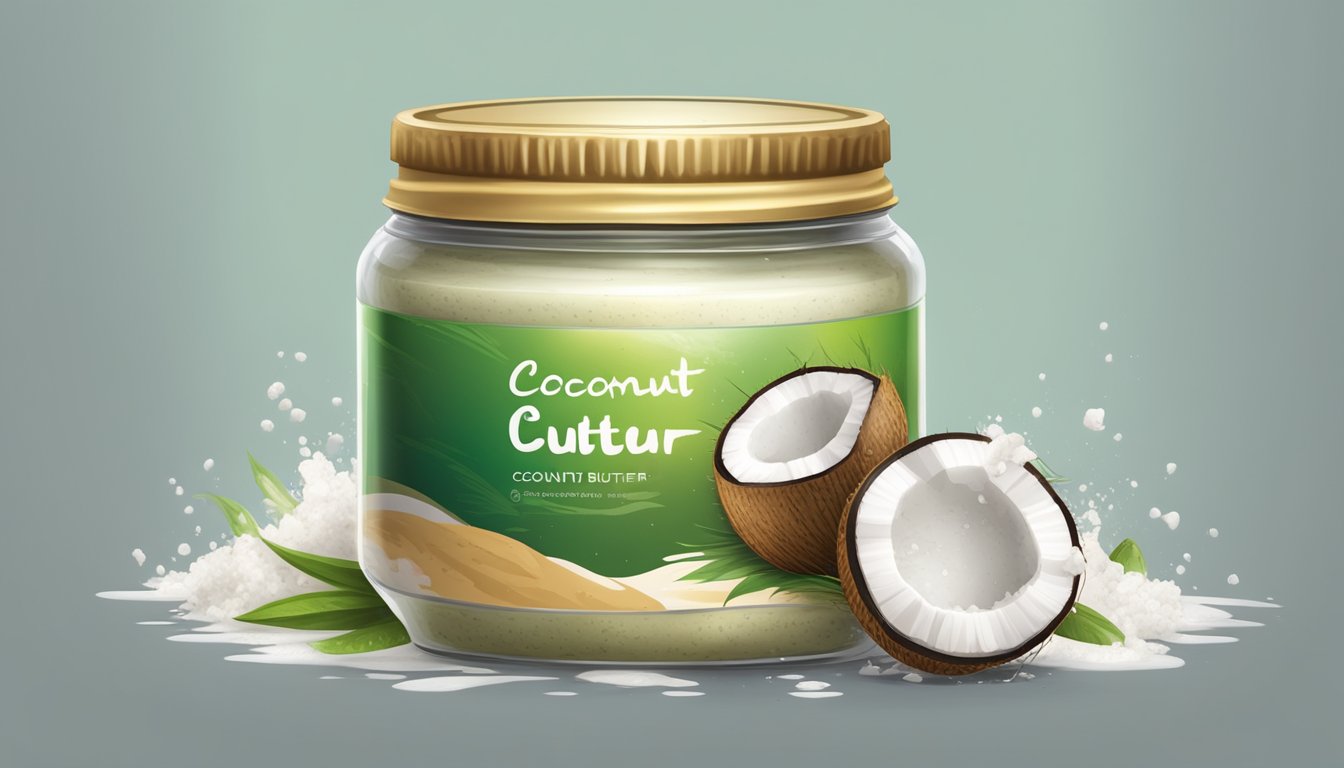 A jar of coconut butter with mold growing on the surface, surrounded by a foul odor and a sense of decay