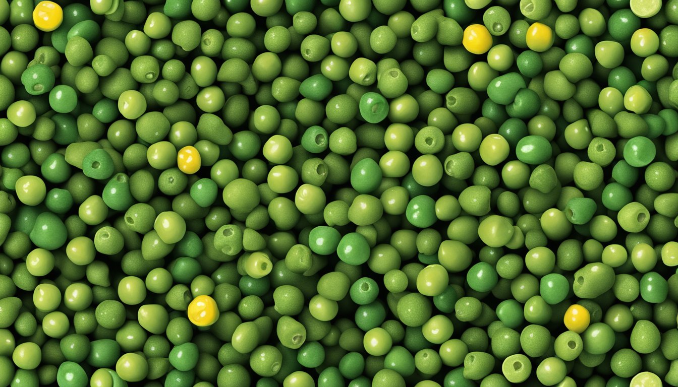 A pile of green peppercorns, some fresh and vibrant, others shriveled and discolored, with a question mark hovering above them