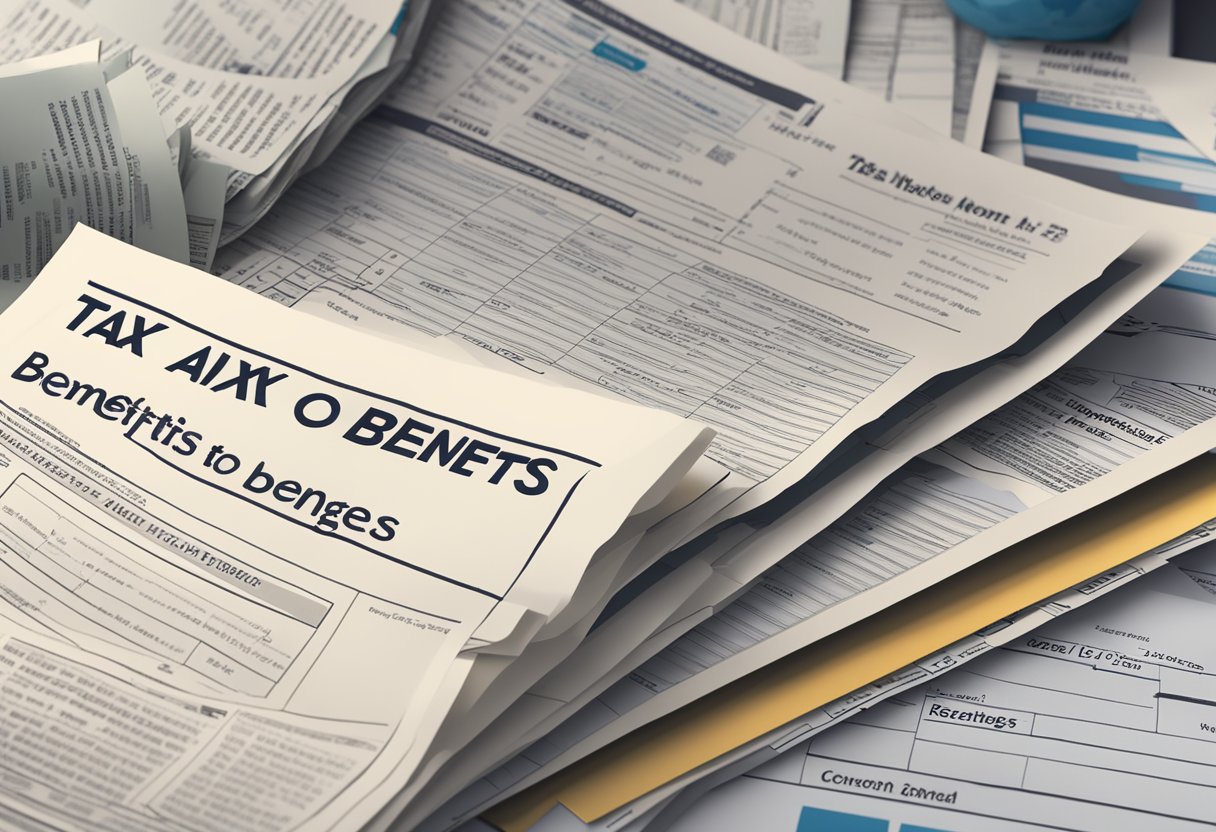 A stack of documents labeled "Tax Implications and Benefits" next to a newspaper headline reading "Recent Changes to the DTC: What You Need to Know."