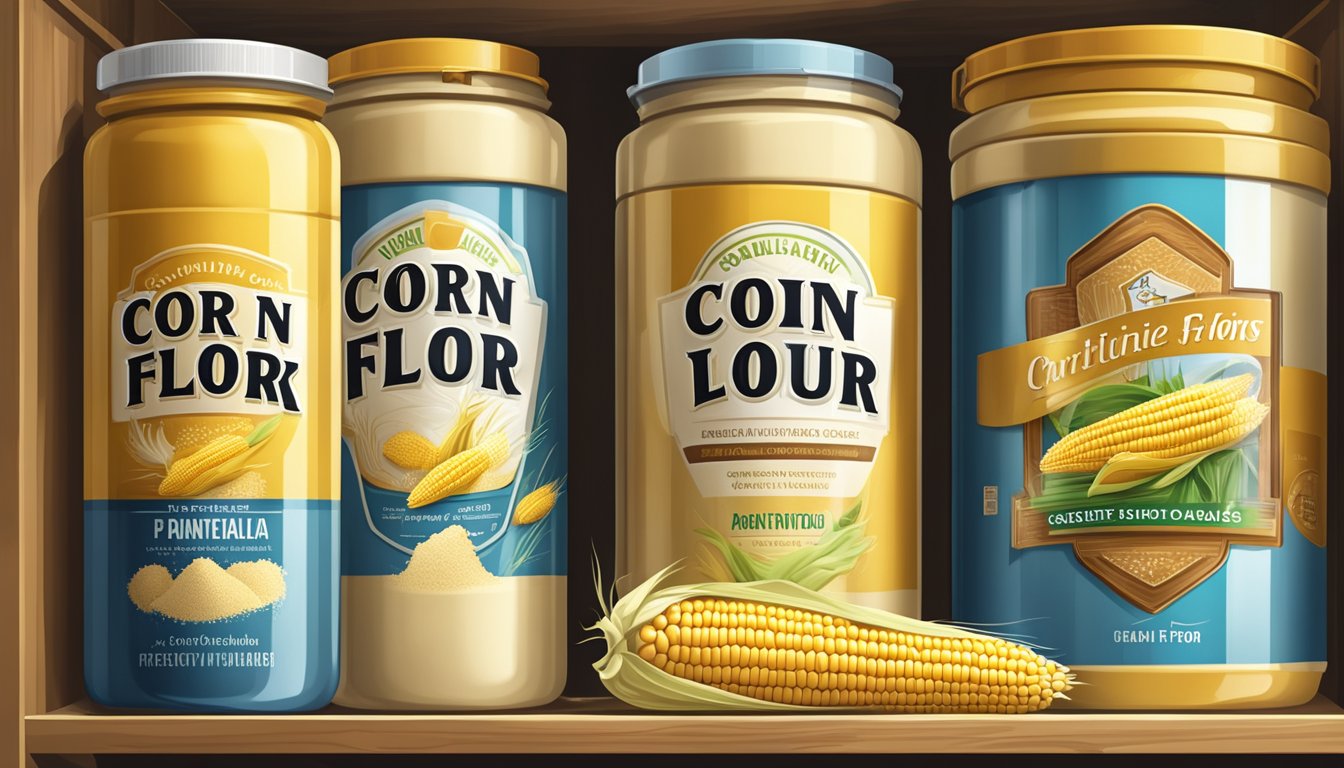 A sealed container of corn flour stored in a cool, dry pantry