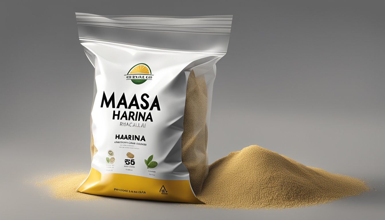 A bag of expired masa harina with visible signs of mold and a musty smell