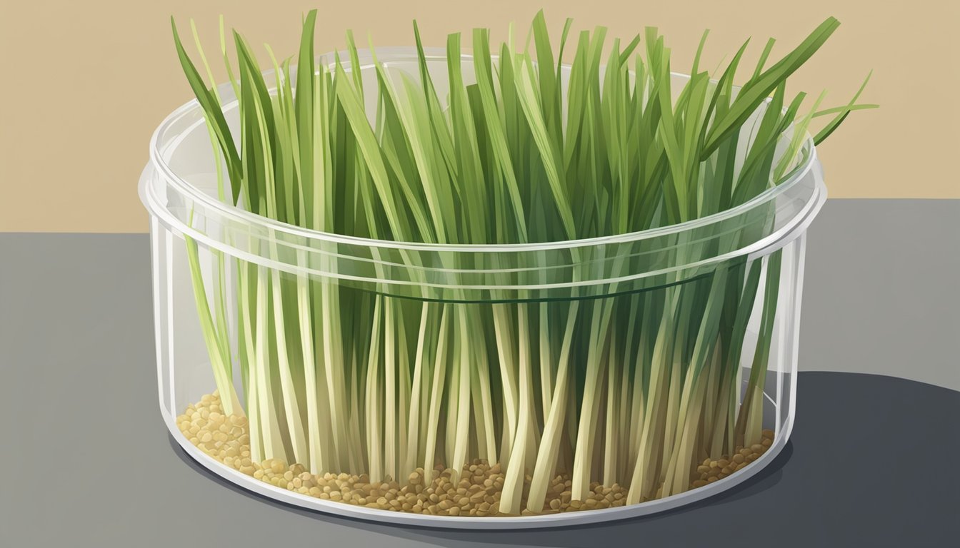 Fresh lemongrass stored in a sealed container in a cool, dry place