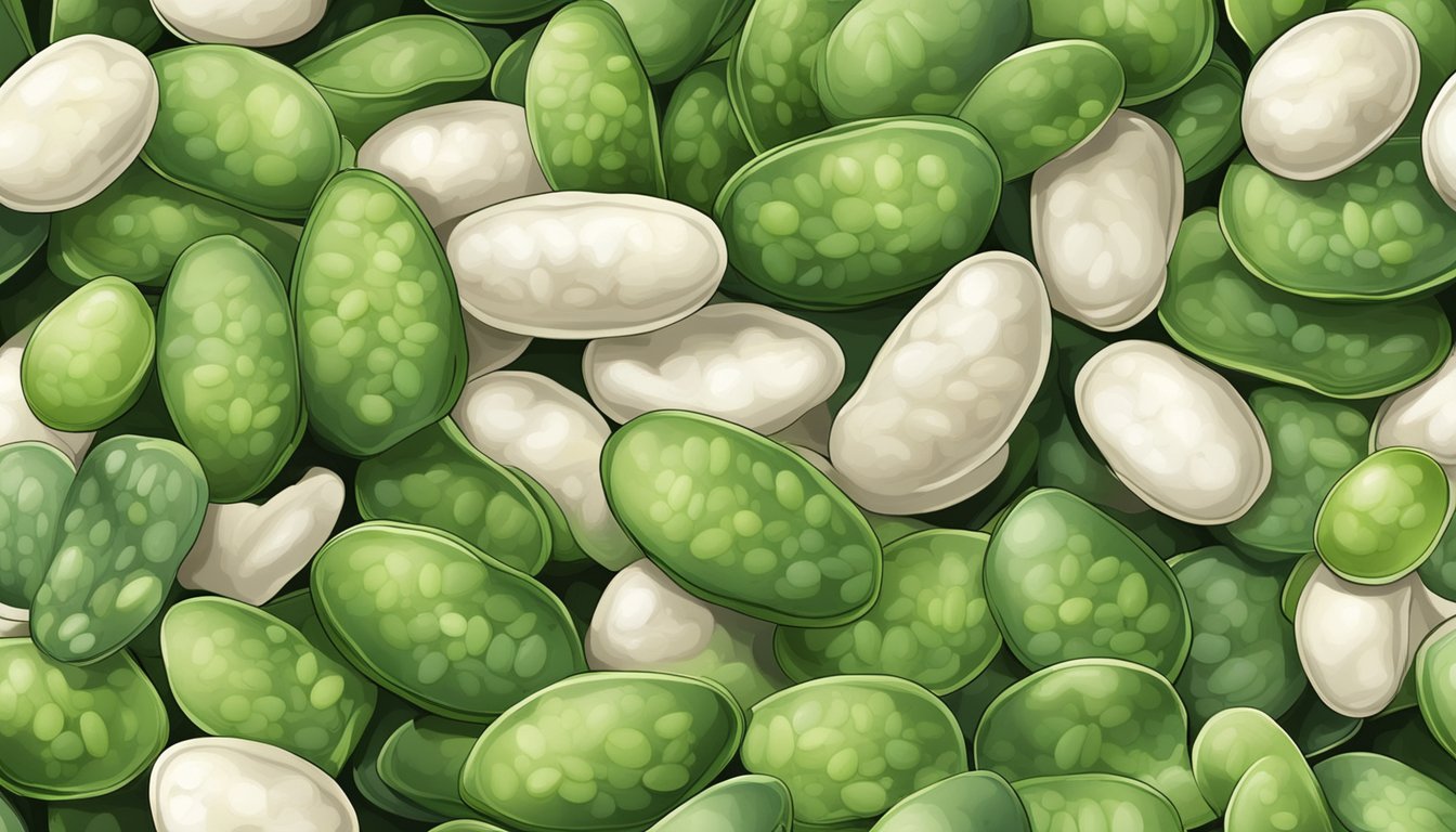 A pile of lima beans with mold and discoloration