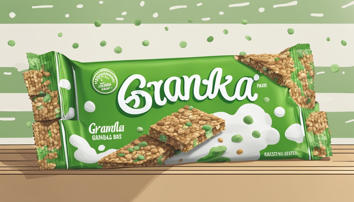 A pile of moldy granola bars sits on a neglected pantry shelf. The wrappers are torn and the bars are covered in fuzzy green and white spots