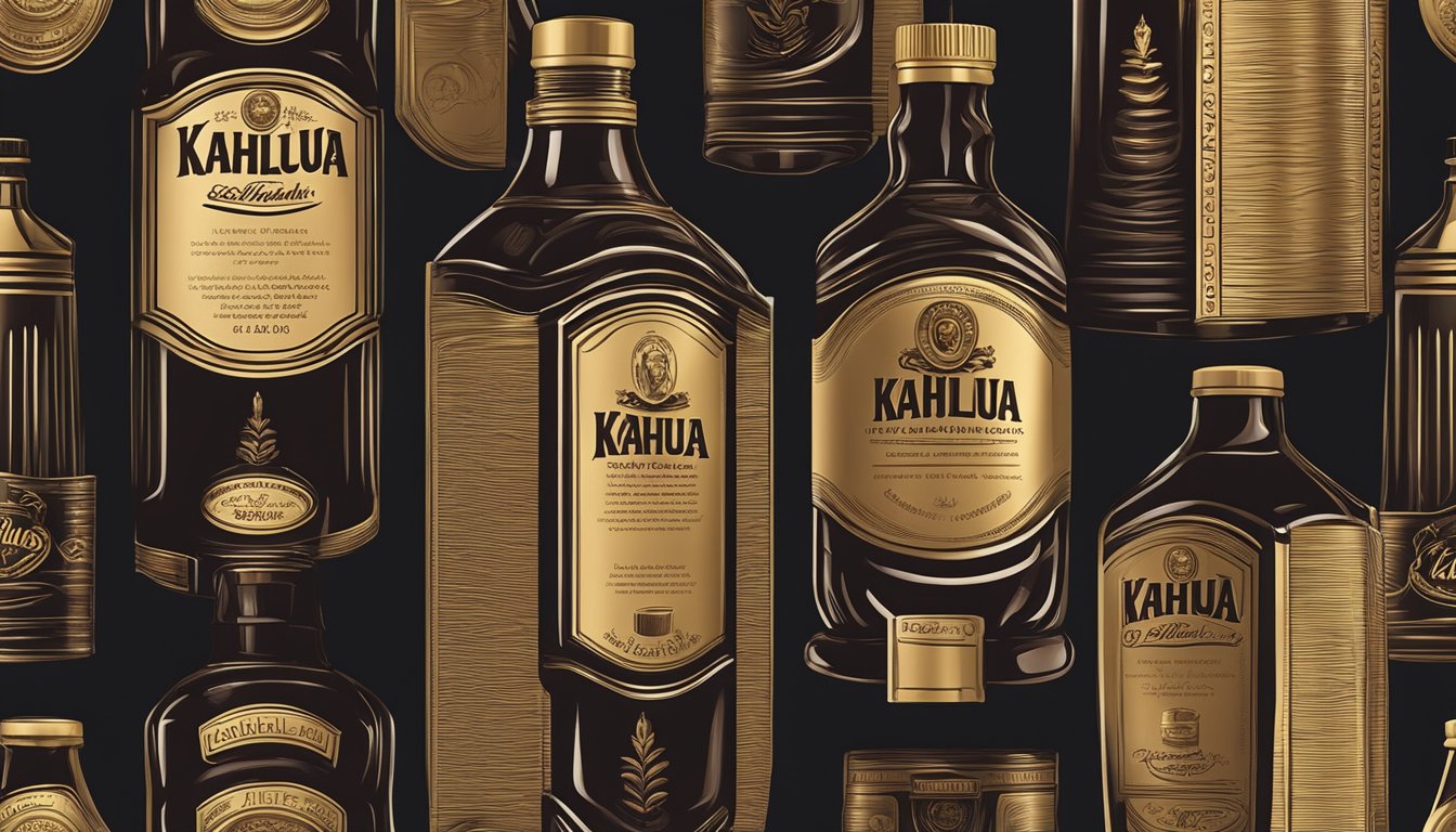 A bottle of Kahlua is stored in a cool, dark pantry. The lid is tightly sealed, and the bottle is kept upright to prevent any leakage