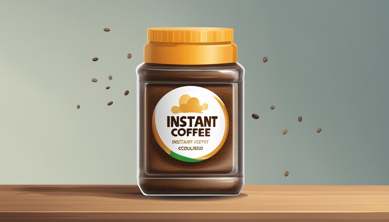 A neglected jar of instant coffee with moldy residue and a foul odor