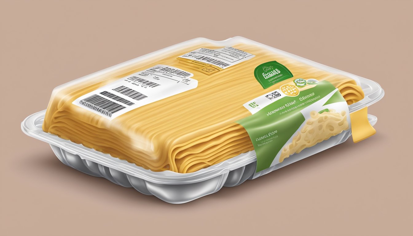 A package of lasagna noodles with expiration date visible