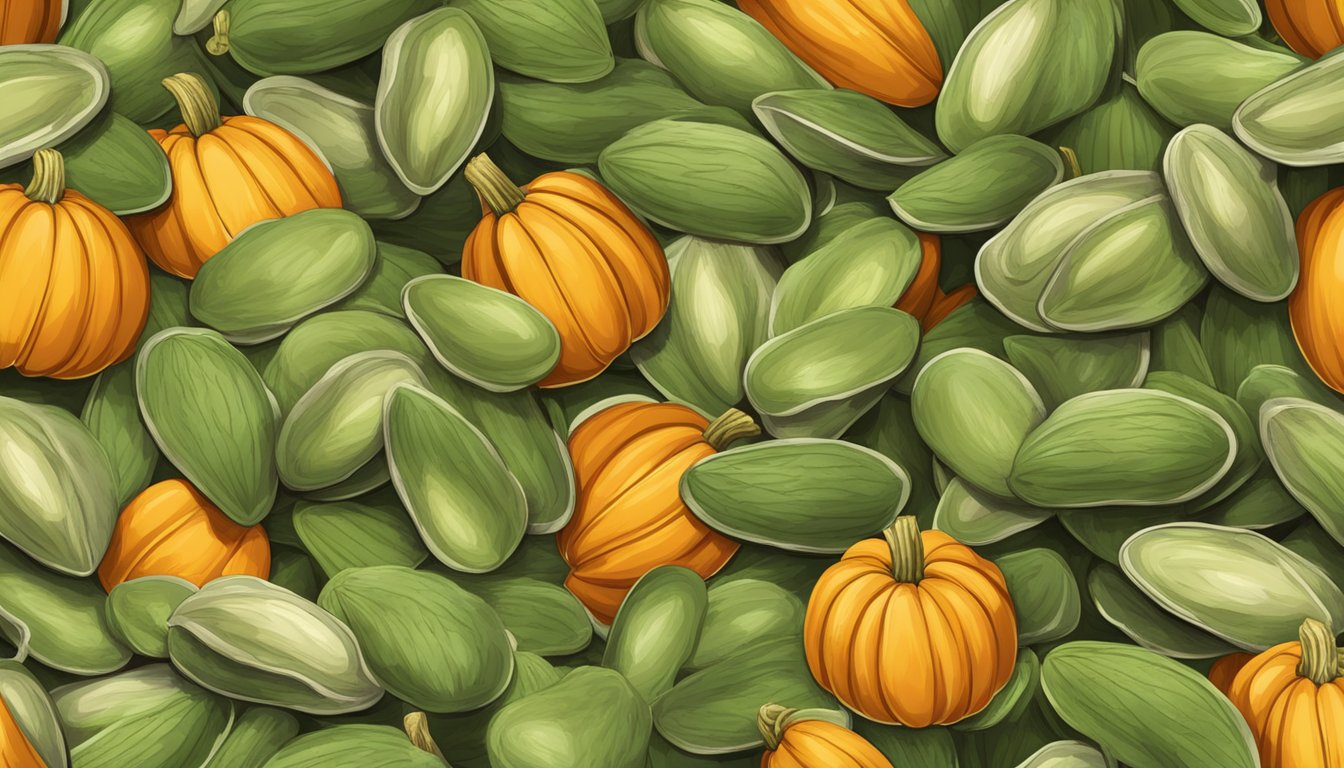 A pile of pumpkin seeds with mold spots and a rancid odor