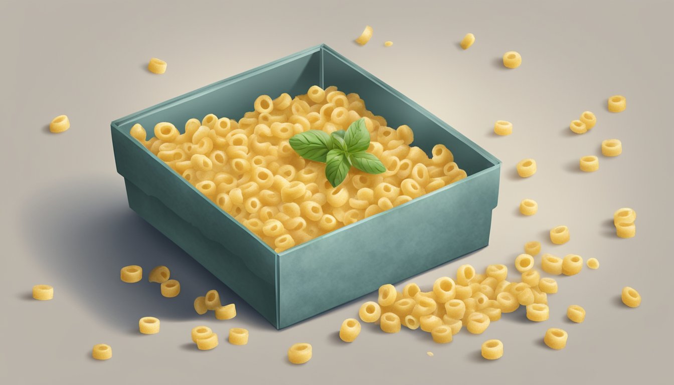 Moldy macaroni in open box with expired date