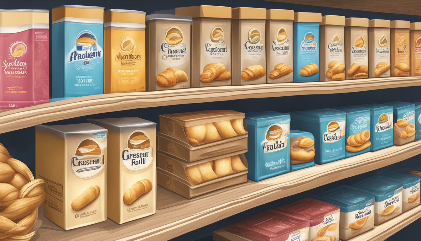 A pantry shelf with a package of crescent rolls sealed in airtight packaging