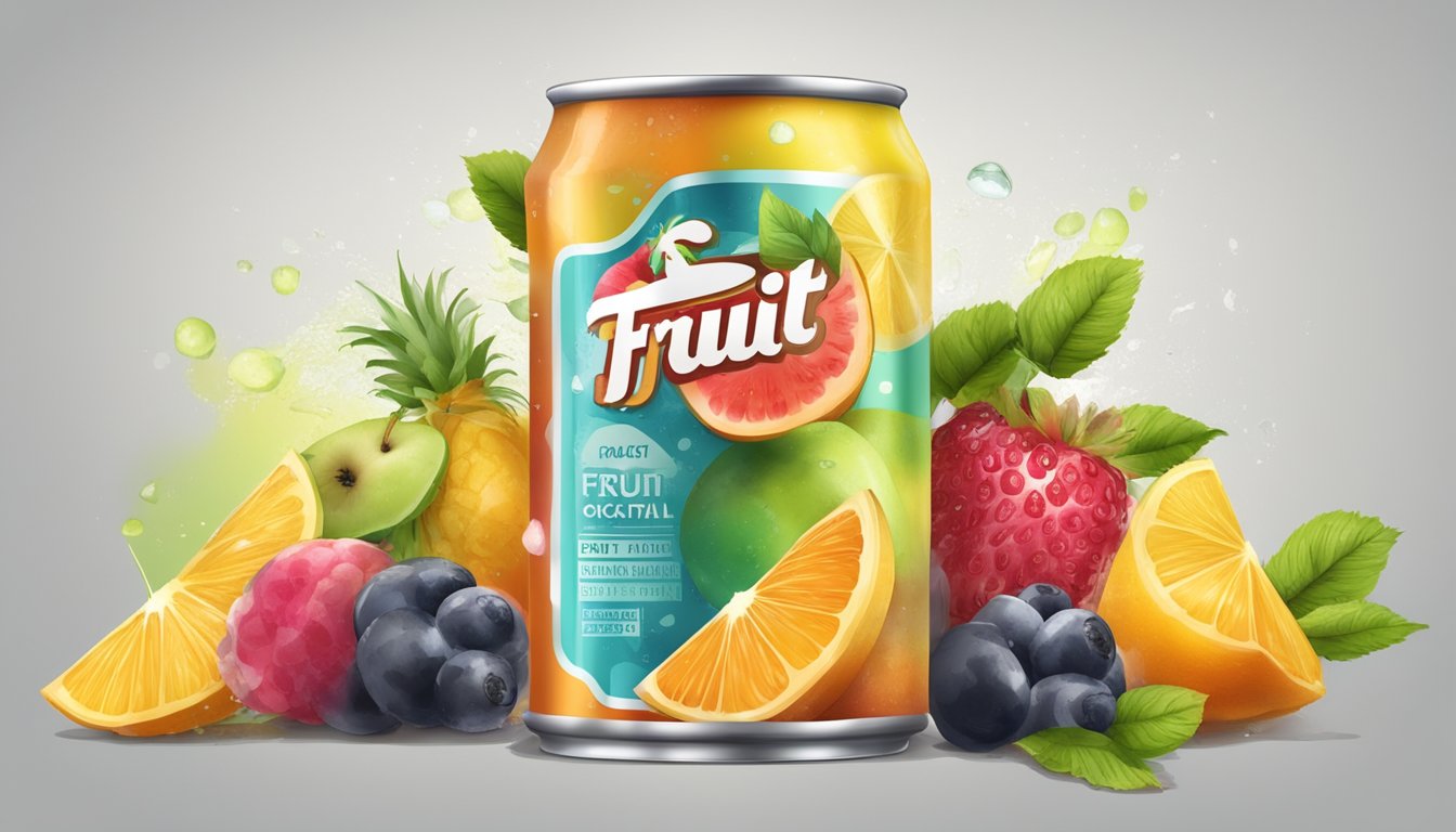 A can of fruit cocktail with a faded expiration date, surrounded by moldy fruit and a foul odor