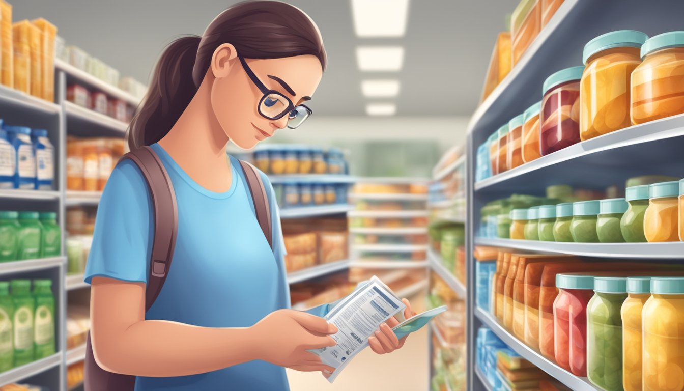 A diabetic person carefully reading the nutrition label of a food product containing erythritol