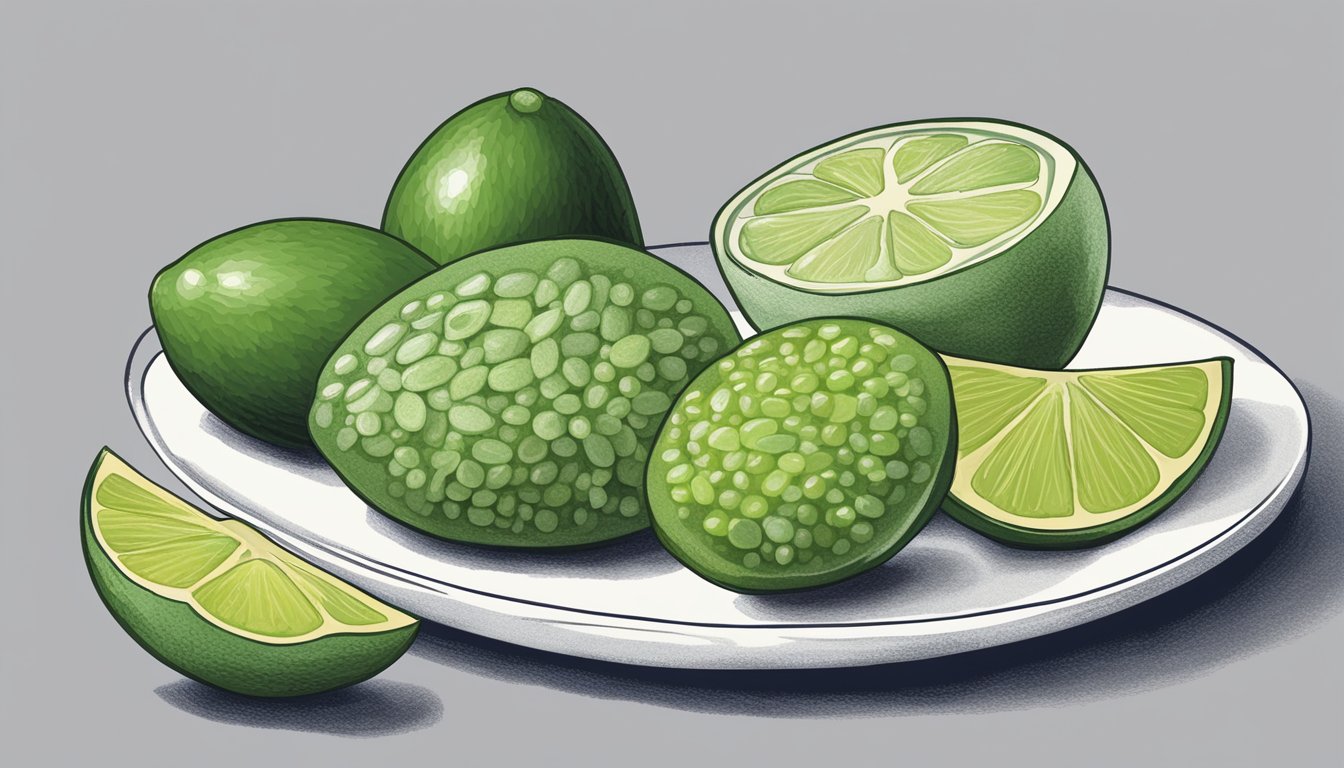 A plate of finger limes next to a list of diabetic-friendly food substitutions