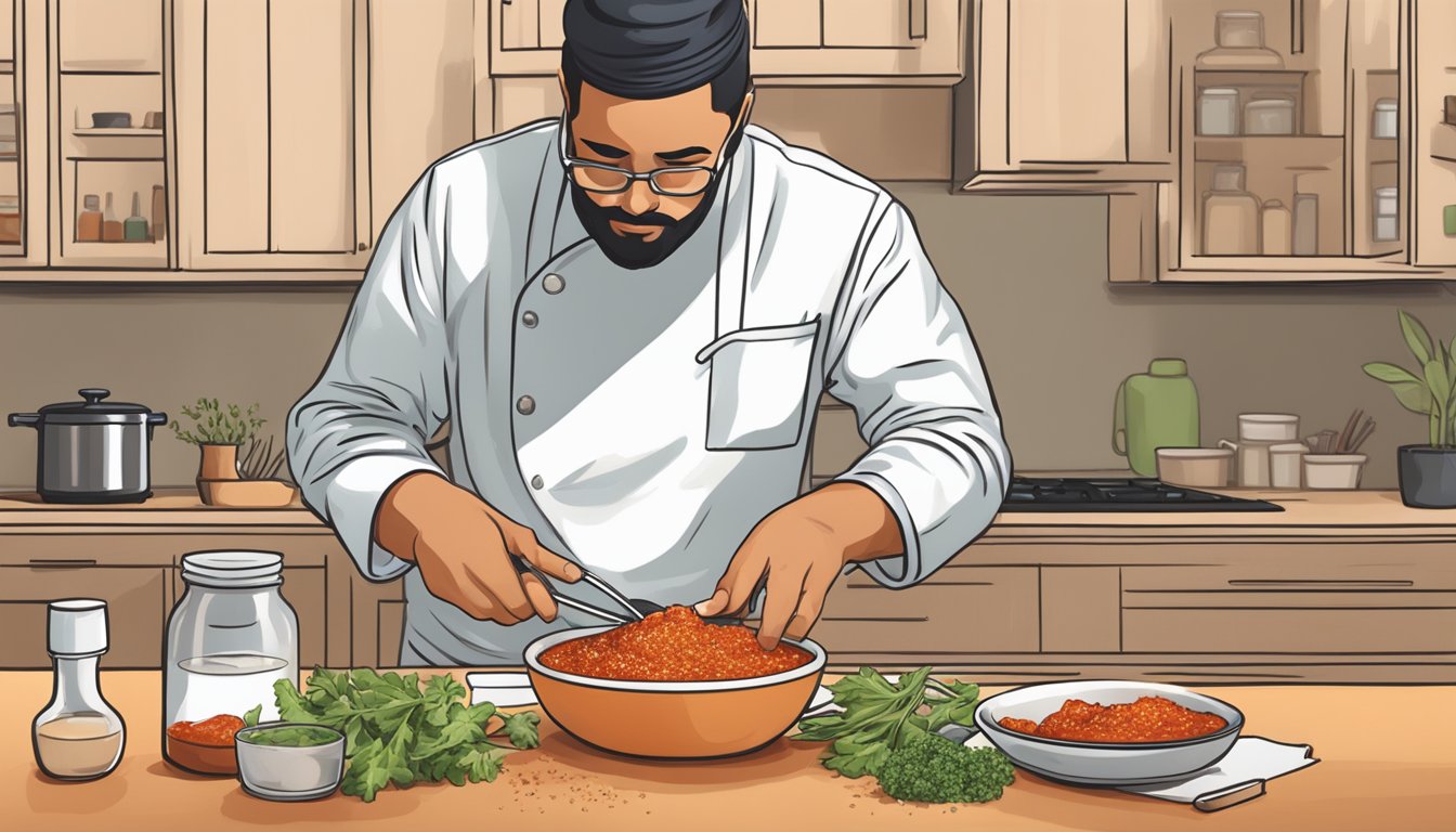 A diabetic person adding harissa to a low-sodium meal