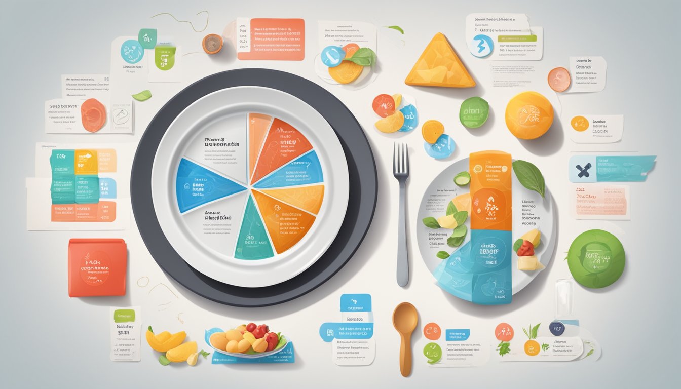 A plate of hákarl surrounded by nutritional information labels, with a red "X" over a diabetic symbol