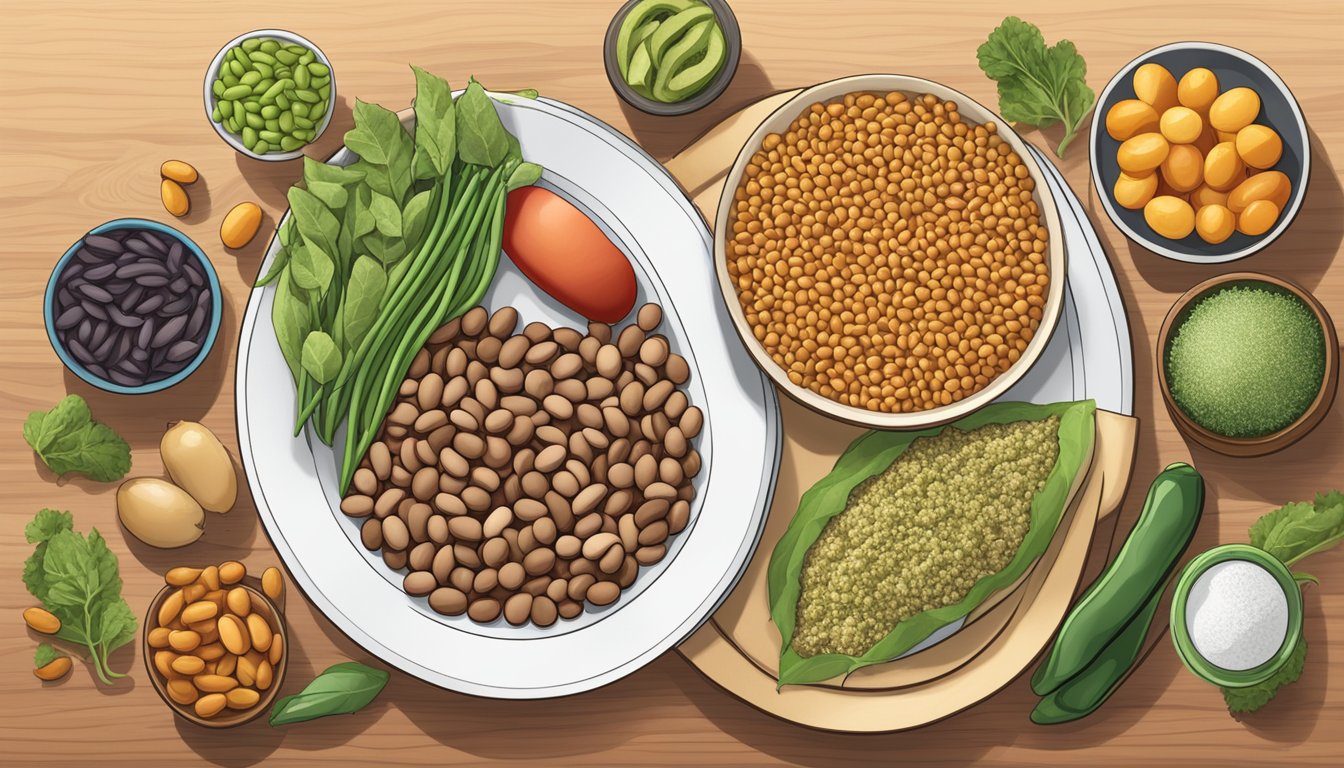 A plate of jacobs cattle beans surrounded by diabetes-friendly foods