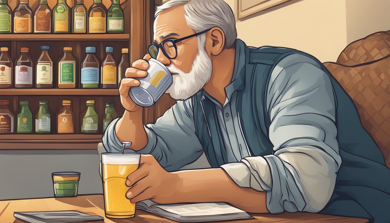 A diabetic person sipping mead while reading a diabetes-friendly beverage guide