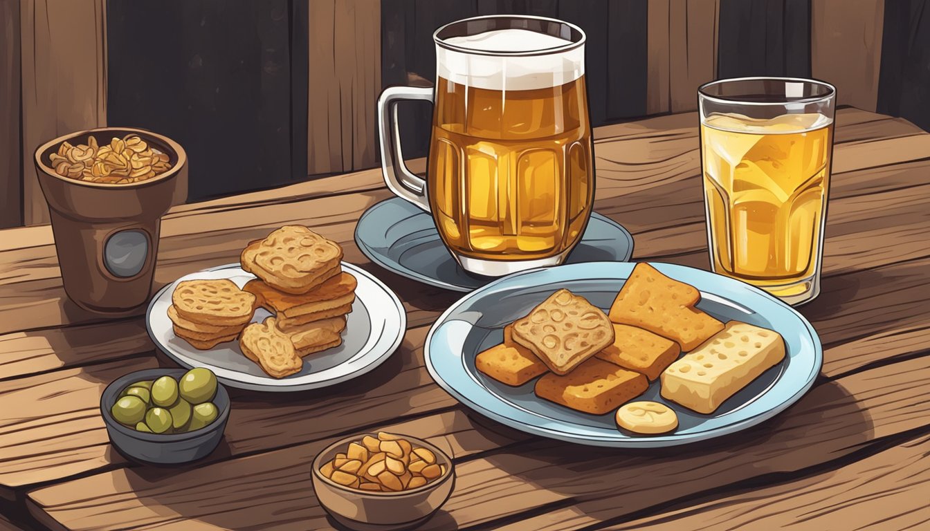 A diabetic person enjoying a glass of mead with a plate of diabetic-friendly snacks on a rustic wooden table