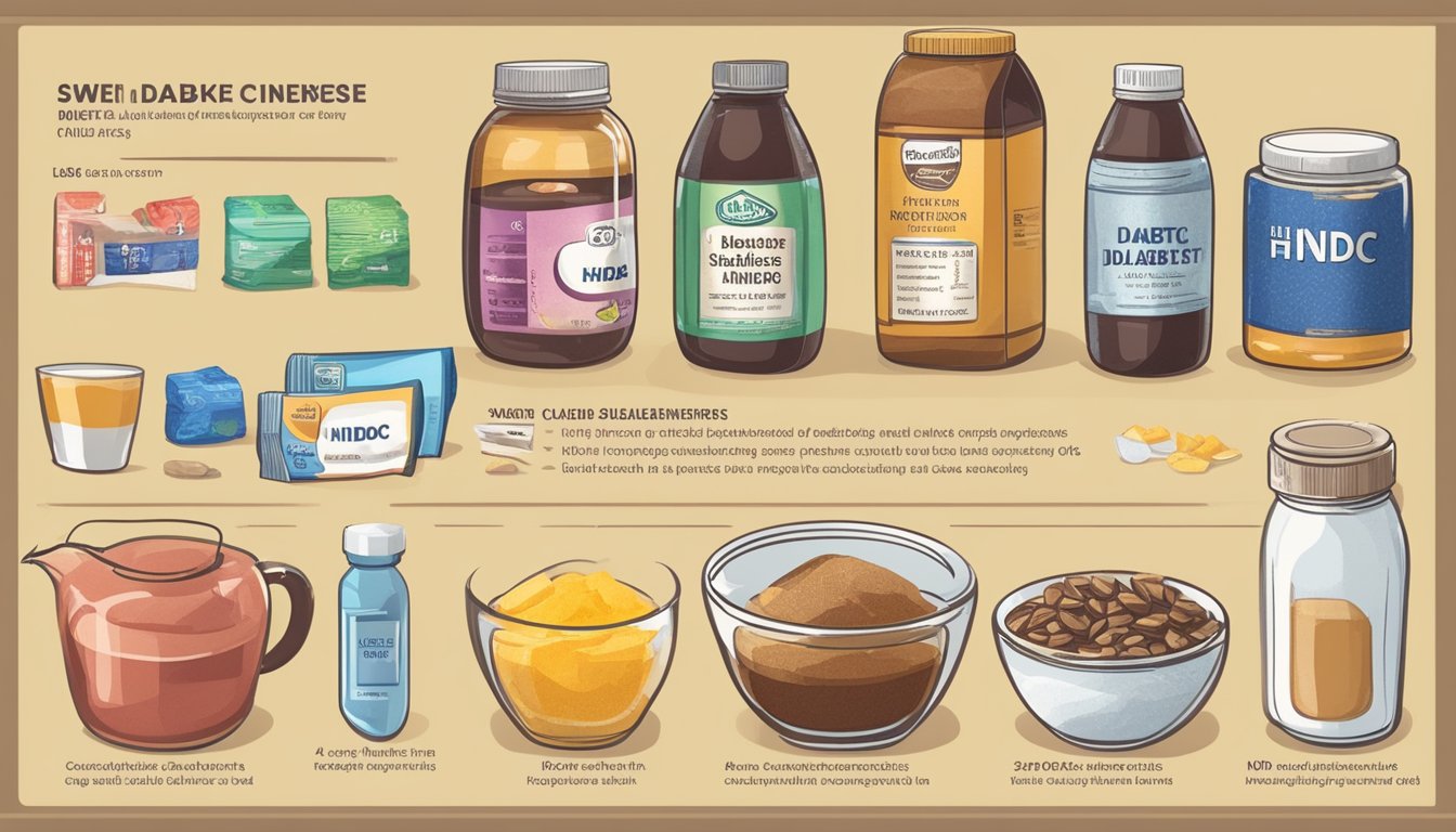 A table with various sweeteners including NHDC and a diabetic-friendly food item for comparison