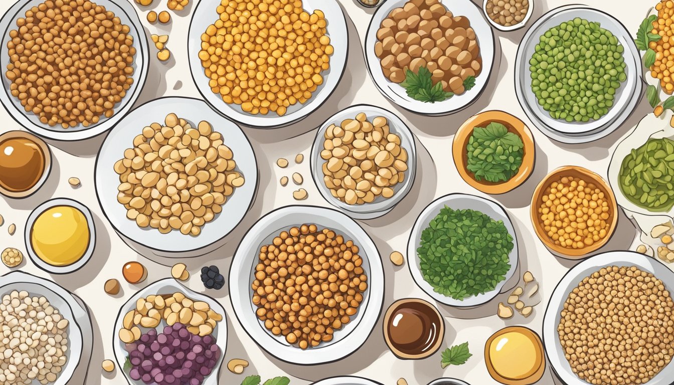 A plate of natto, alongside a variety of colorful and nutrient-rich foods, with a focus on balance and portion control