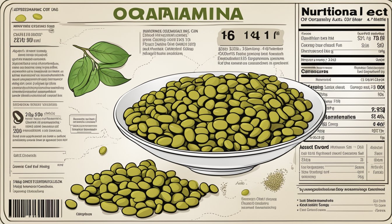 A plate of Ooraminna beans with a nutritional label