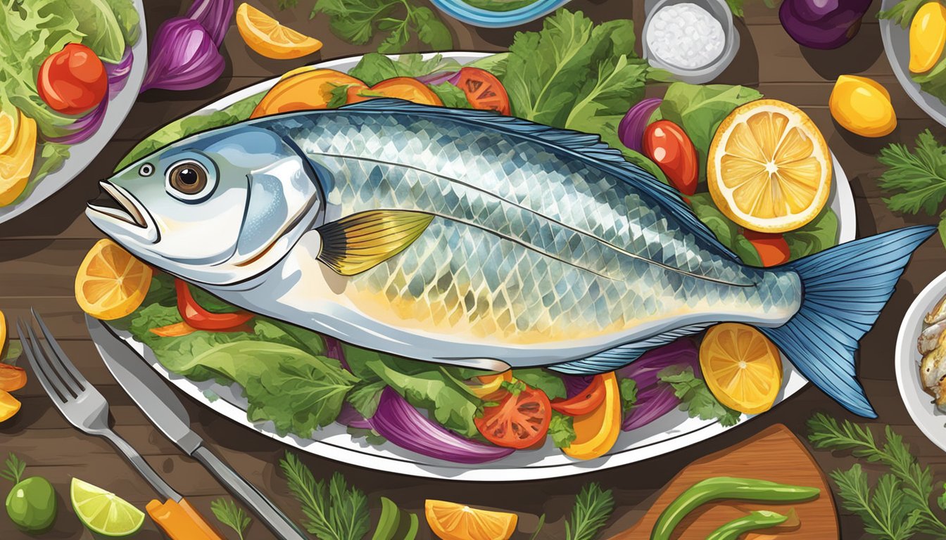 A diabetic person happily enjoying a grilled pompano fish with a variety of colorful vegetables on a plate