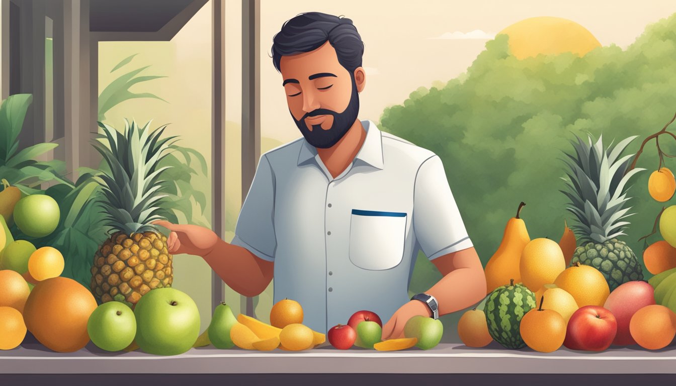 A diabetic person choosing between rapadura and fruits